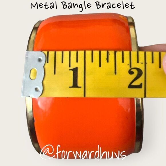 WIDE Orange Metal Bangle Bracelet - Picture 6 of 7